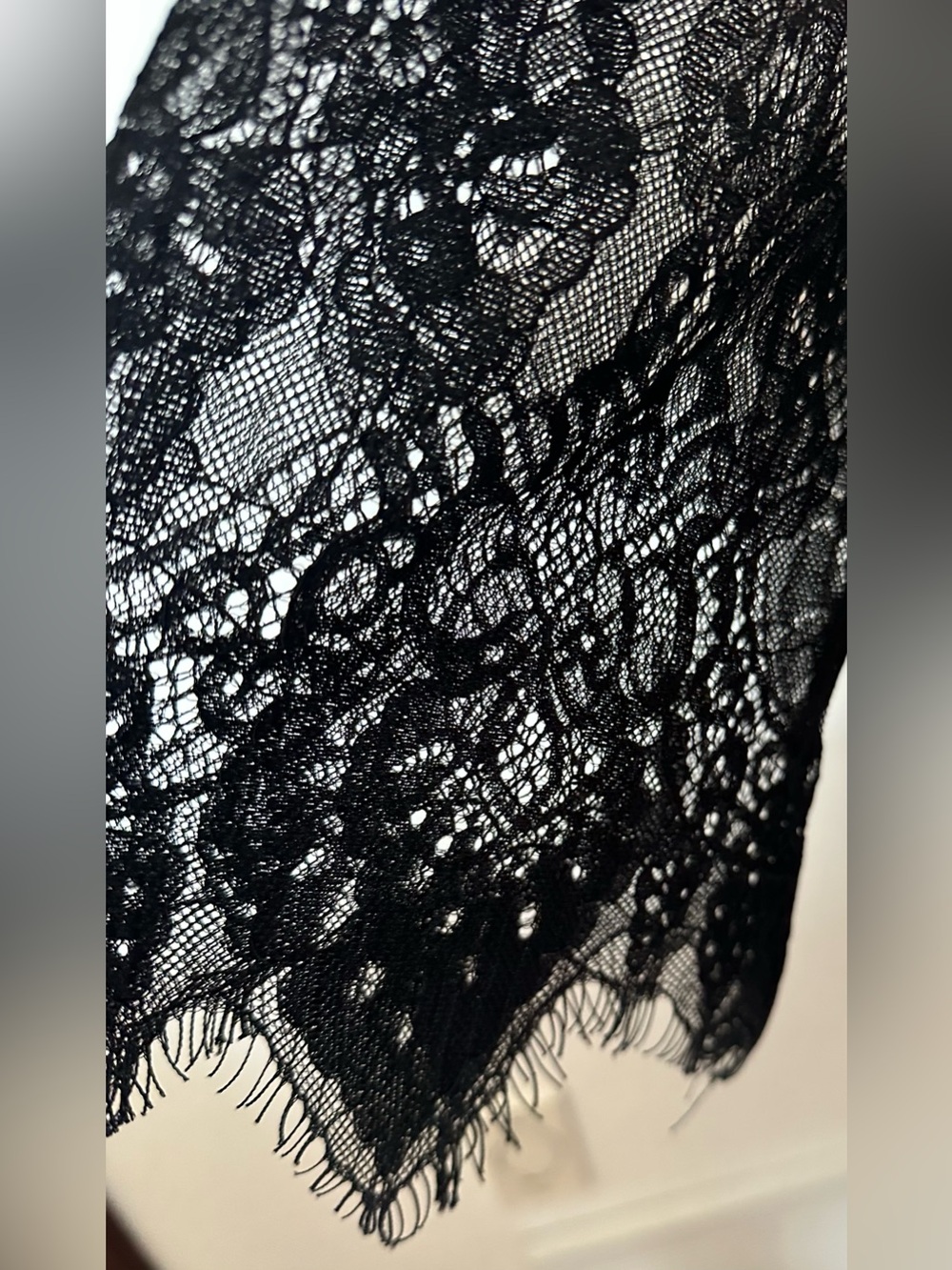 SHEIN Curve Black Lace Witchy Goth Rose Embroidered Dress Long Sleeve Coquette - Picture 6 of 14